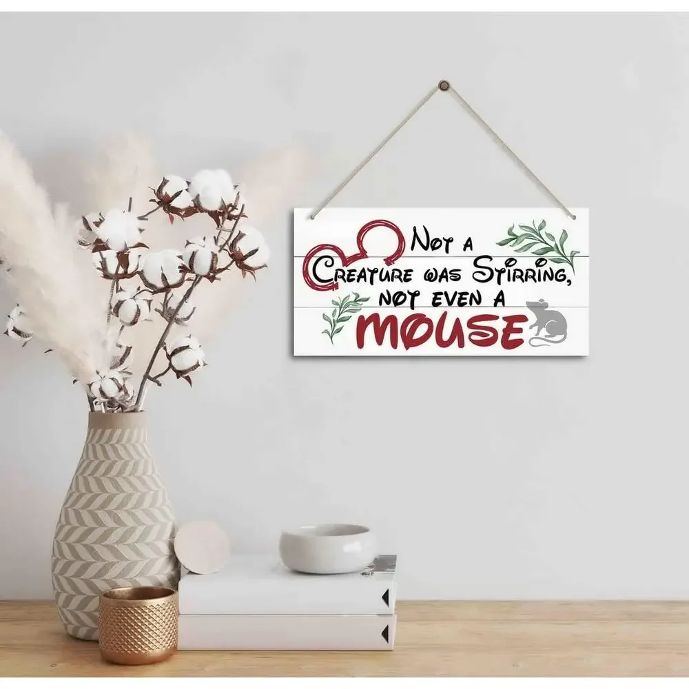 Christmas Wooden Door Sign Not a Creature Was Stirring Rustic Holiday Wall Decor